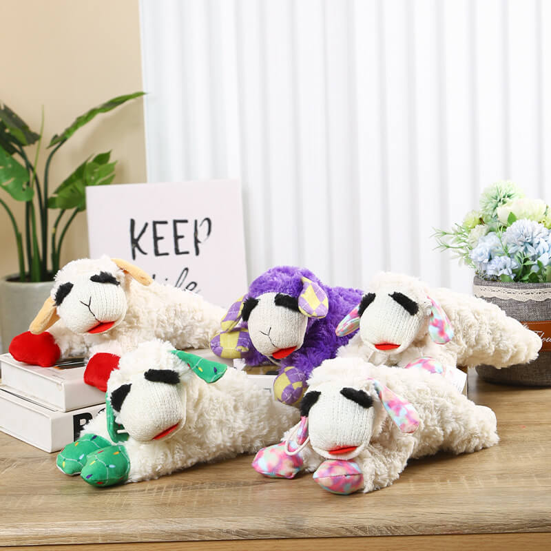 Dog Squeaky Plush Toy Sheep 11.4x4.7in Soft Chew Fetch Tug Puppy Comfort Cuddly Stuffed Animal | Koossa