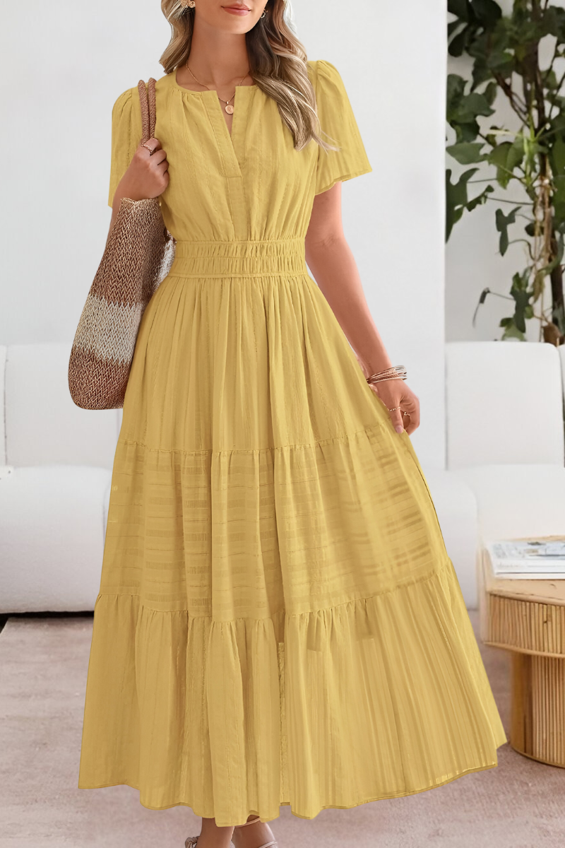 Women's Flowing Midi Dress in Cotton Blend with Relaxed A-Line Silhouette for Summer Garden Parties | Koossa