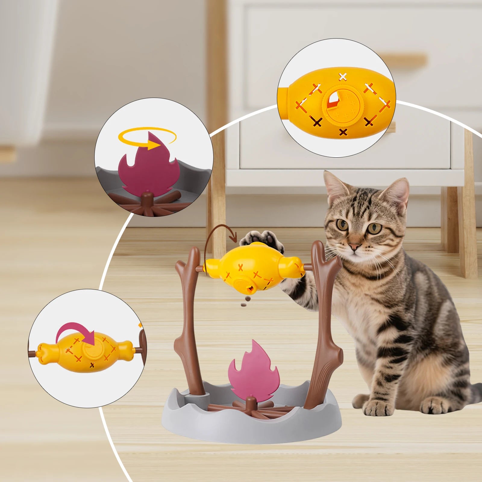 Cat Toy Slow Feeder Rotating Food Dispenser Interactive Puzzle Treat Spinner Adjustable 30cm | Koossa