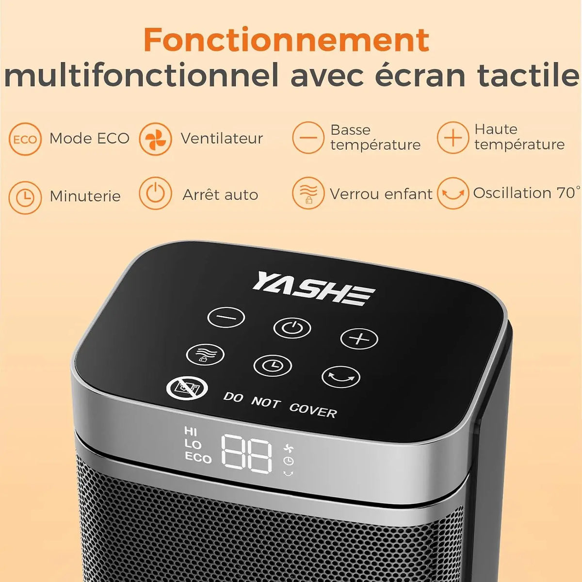 1500W Ceramic Space Heater with Programmable Thermostat 59-95°F, 70° Oscillation, 24-Hour Timer, Dual Heat Settings for Bedroom Office Dorm | Lonoma