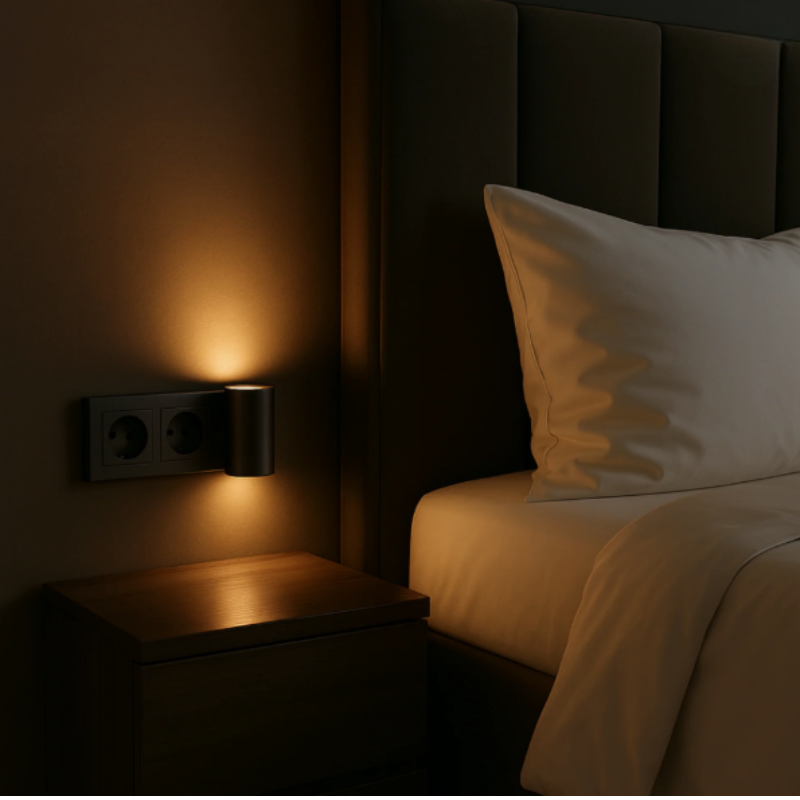 Applique murale sur prise LED à détecteur crépusculaire blanc chaud dimable chambre couloir salle de bain | Koossa