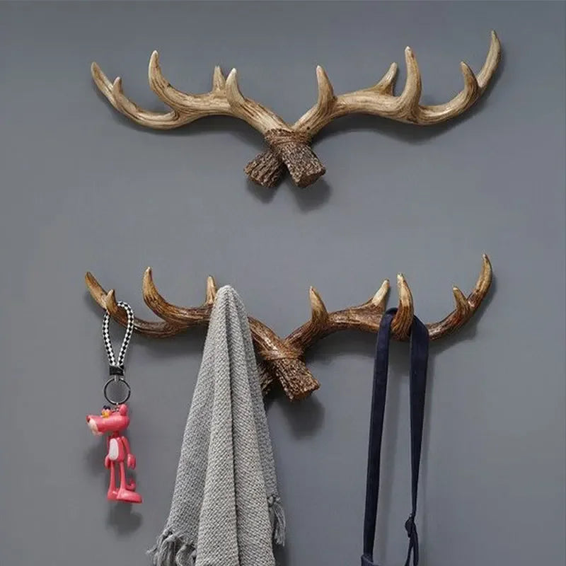 Patère murale forme bois de cerf en résine vintage 3 tailles décoration entrée couloir style rustique bohème | Koossa