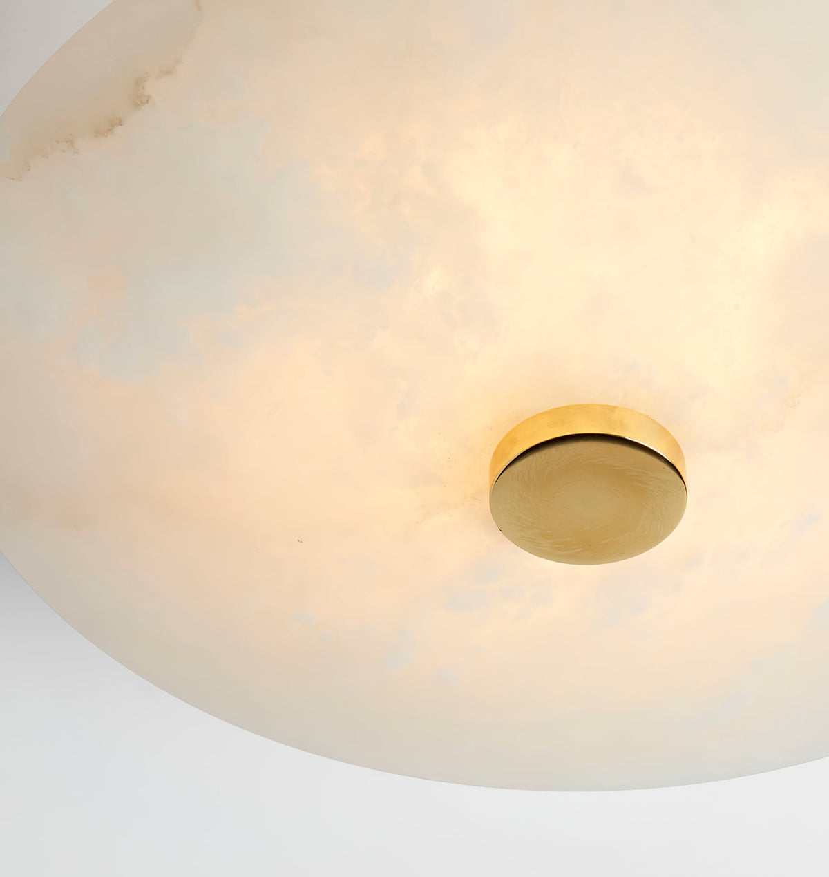 Round Alabaster Flush Mount Ceiling Light with Brass or Black Trim, LED Integrated 7.9 Inch Fixture for Bedroom Hallway Living Room | Lonoma