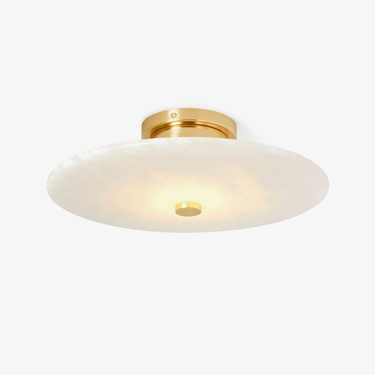 Round Alabaster Flush Mount Ceiling Light with Brass or Black Trim, LED Integrated 7.9 Inch Fixture for Bedroom Hallway Living Room | Lonoma