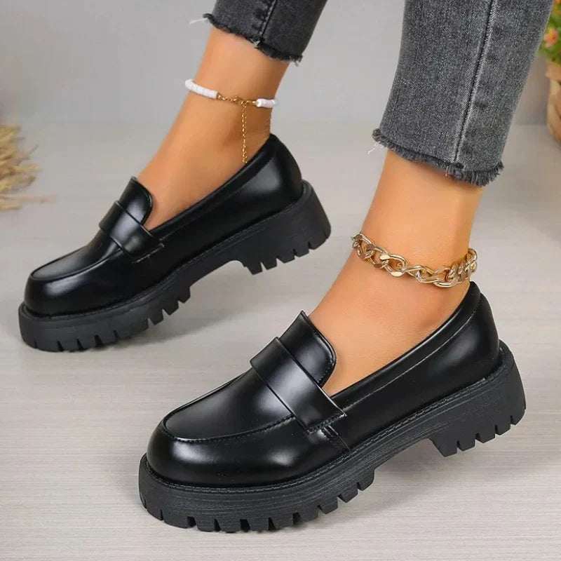 Women's Black Satin Wedge Loafers — Elegant Low Wedge Shoes for Office & Evening Occasions | Koossa