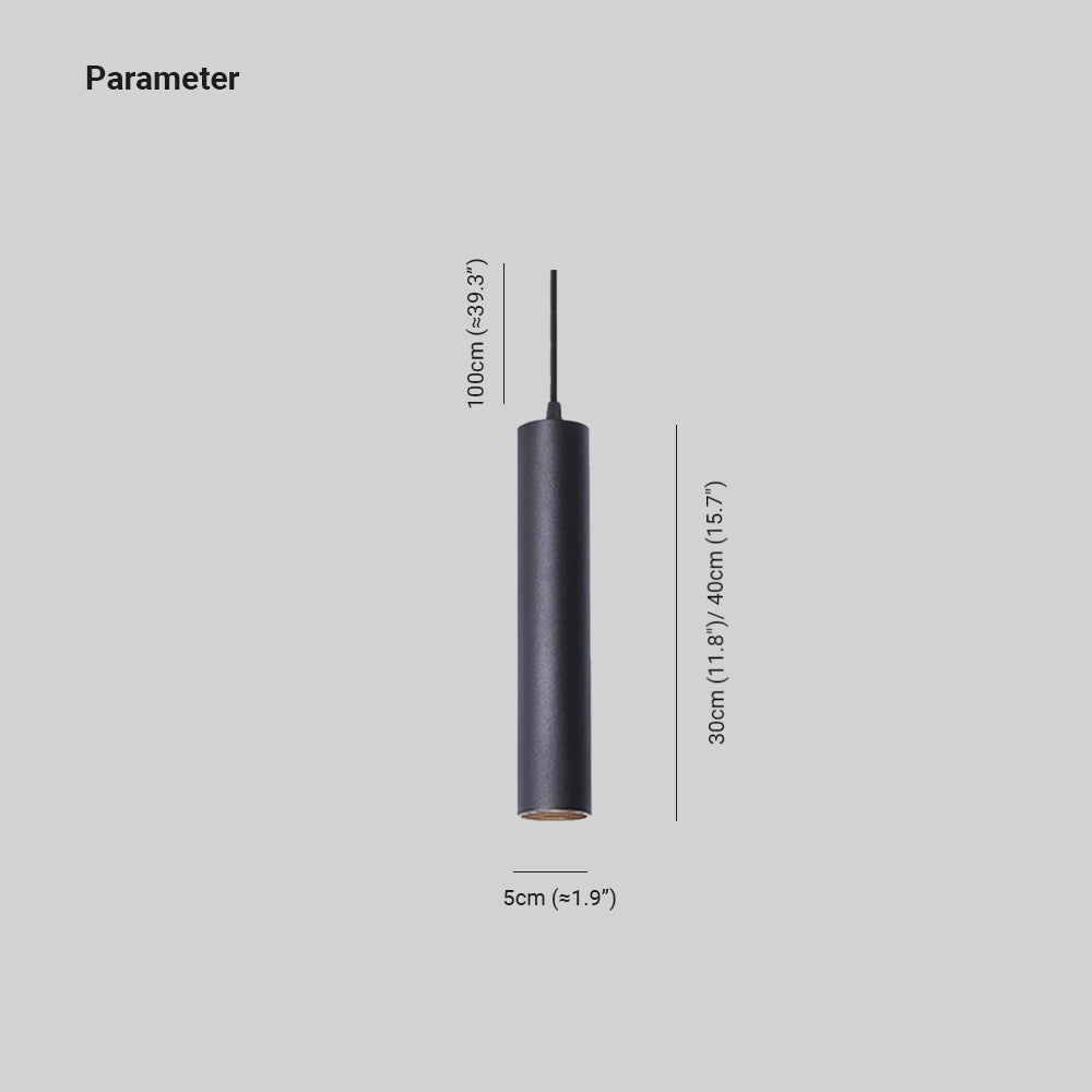 Linear Cylinder Pendant Light Black Metal 12 or 16 Inch Hardwired Adjustable Height Modern Hanging Fixture Dining Room Kitchen Island Bar | Lonoma