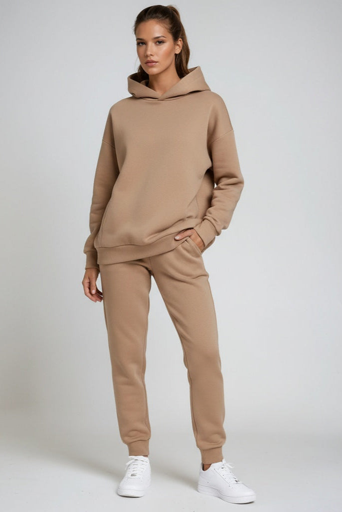 Hooded Loungewear Set in Brushed Cotton Blend for Relaxed Weekend Style | Koossa