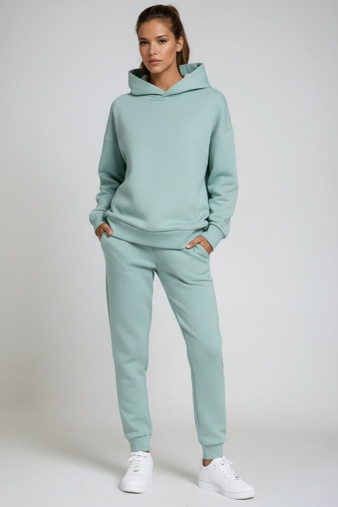 Hooded Loungewear Set in Brushed Cotton Blend for Relaxed Weekend Style | Koossa