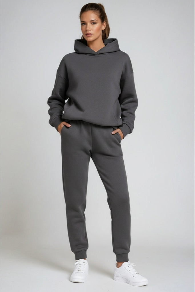 Hooded Loungewear Set in Brushed Cotton Blend for Relaxed Weekend Style | Koossa