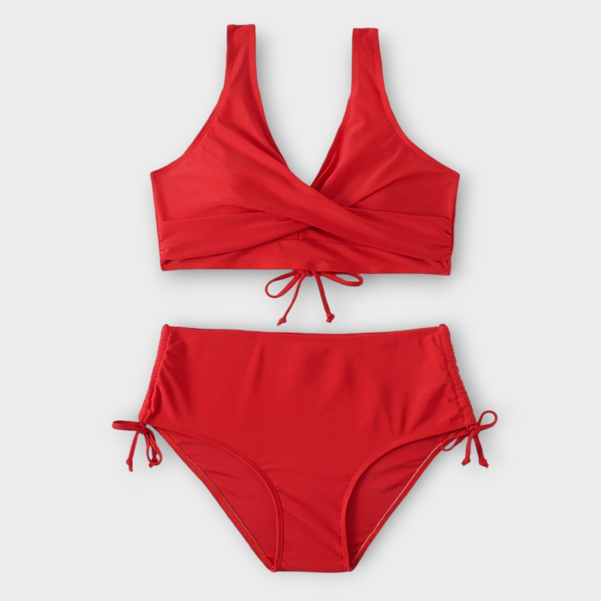Women's Two-Piece Bikini Set with Wrap-Style Top and Ruched Bottoms for Beach Holidays, Poolside Relaxation, and Sunny Summer Getaways | Koossa