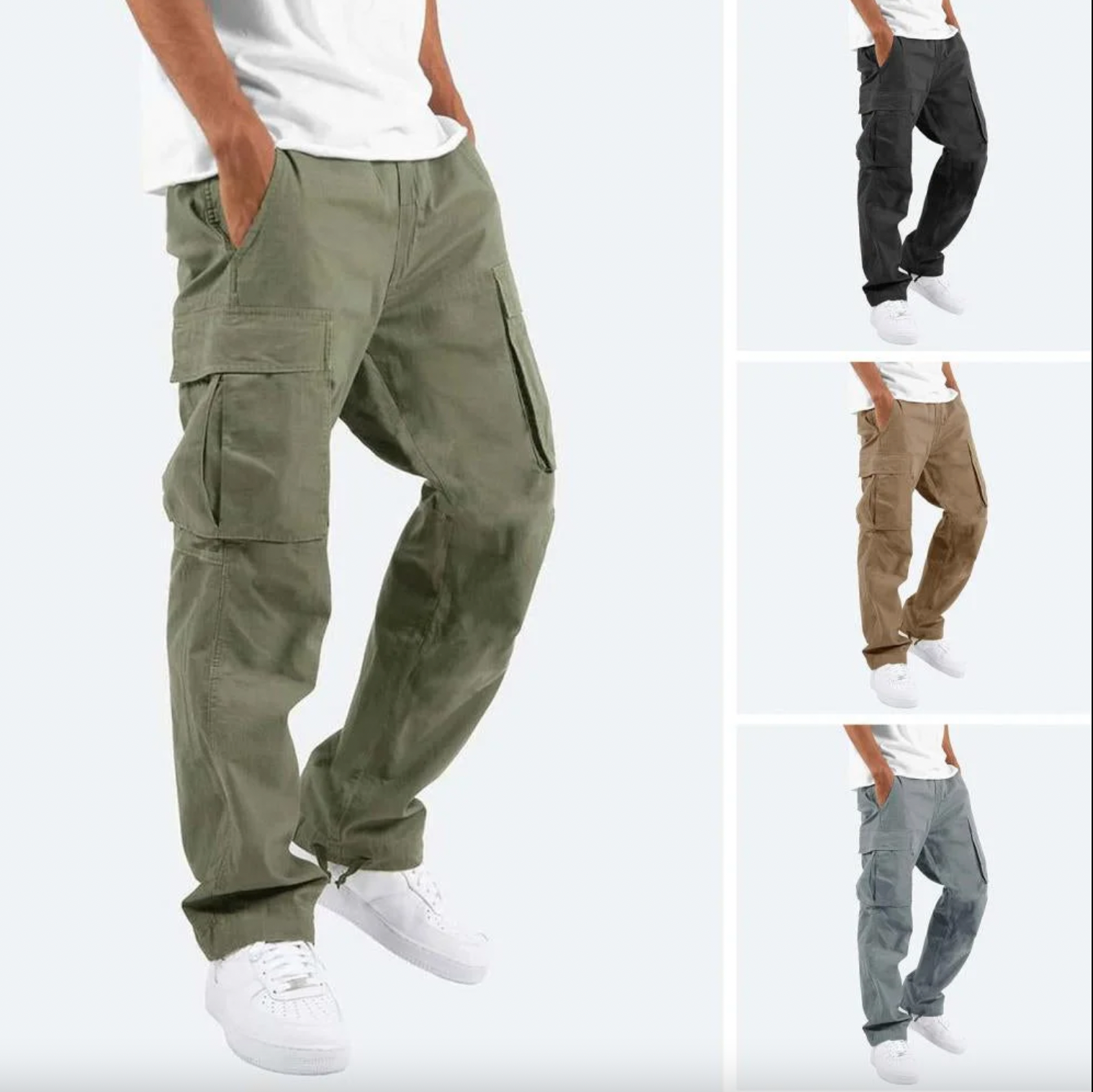 Relaxed Cargo Trousers with Flap Pockets in Cotton Twill | Versatile Everyday Trousers with Functional Utility Styling | Koossa