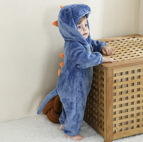 Baby Animal Onesie Costume with Hood, Full-Zip Fleece Romper Jumpsuit for Infants & Toddlers, Cozy Loungewear, Playdates & Photo Shoots | Lonoma