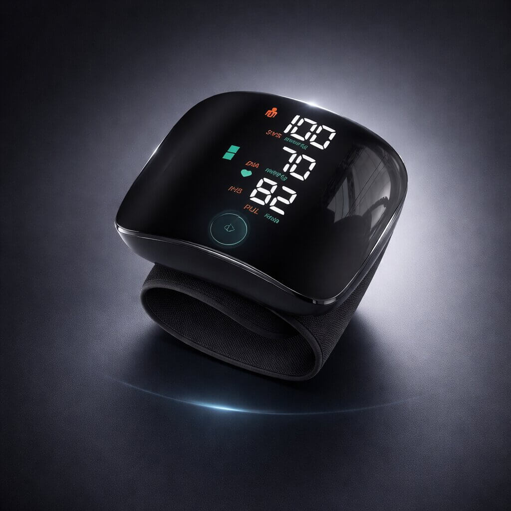 Rechargeable Wrist Blood Pressure Monitor with Voice Assistant and Touch Display for Home Health Tracking | Lonoma