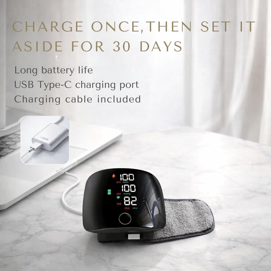 Rechargeable Wrist Blood Pressure Monitor with Voice Assistant and Touch Display for Home Health Tracking | Lonoma