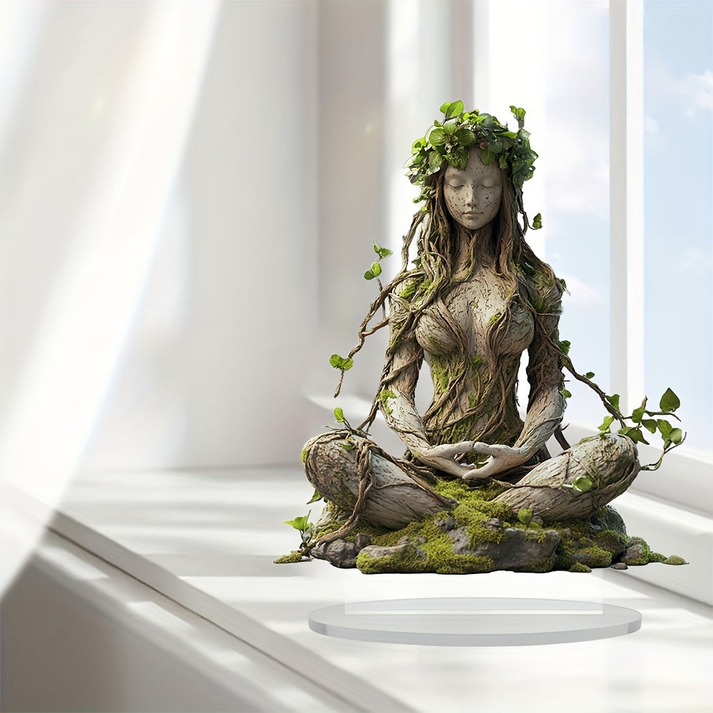 Sculpture Déesse Méditation Acrylique Transparent 20 cm Décoration Bohème Spirituelle Figurine Féminine Zen | Koossa