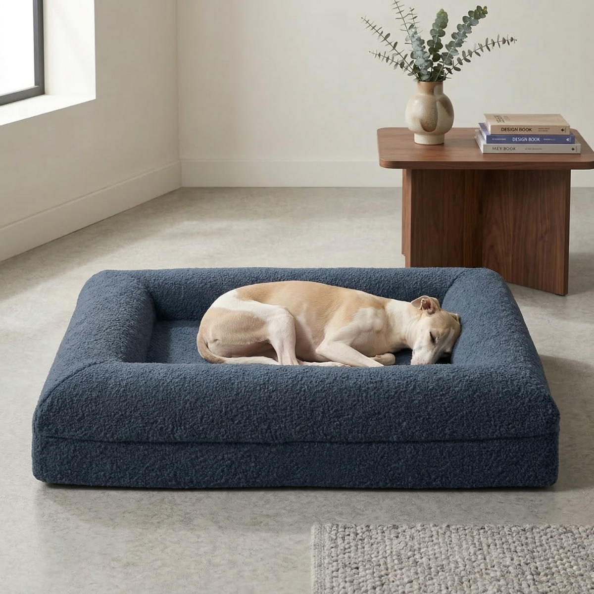 Dog Bed Bouclé Memory Foam Bolster Raised Sides Large Medium Orthopedic Dog Sofa Luxury Washable Cover Indoor Cream | Koossa