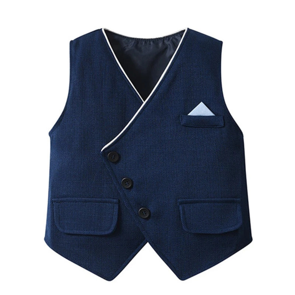 Boys' Three-Piece Formal Suit Set with Shirt, Waistcoat, Trousers and Bow Tie for Special Occasions | Koossa