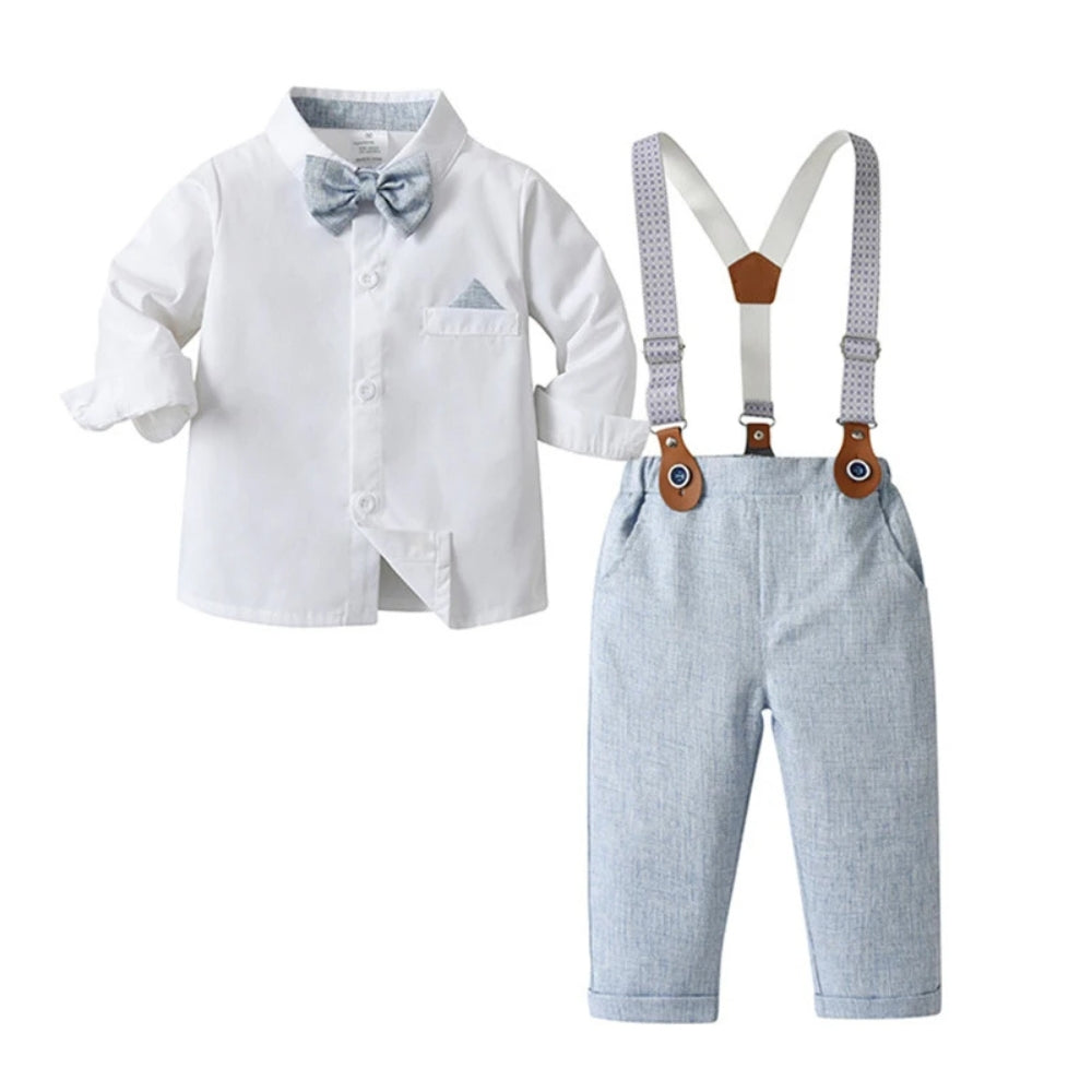 Boys' Three-Piece Formal Suit Set with Shirt, Waistcoat, Trousers and Bow Tie for Special Occasions | Koossa