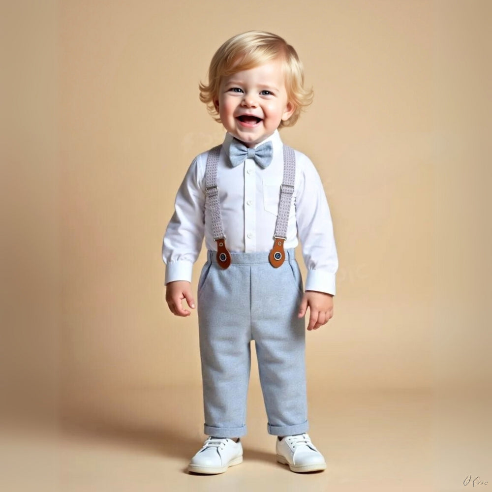 Boys' Three-Piece Formal Suit Set with Shirt, Waistcoat, Trousers and Bow Tie for Special Occasions | Koossa