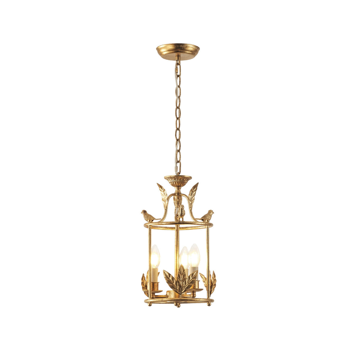 Metal Lantern Pendant Light 10 in Bird Motif Hanging Fixture, Vintage Chain Ceiling Light for Dining Room, Entryway, Hallway, Kitchen Island | Lonoma