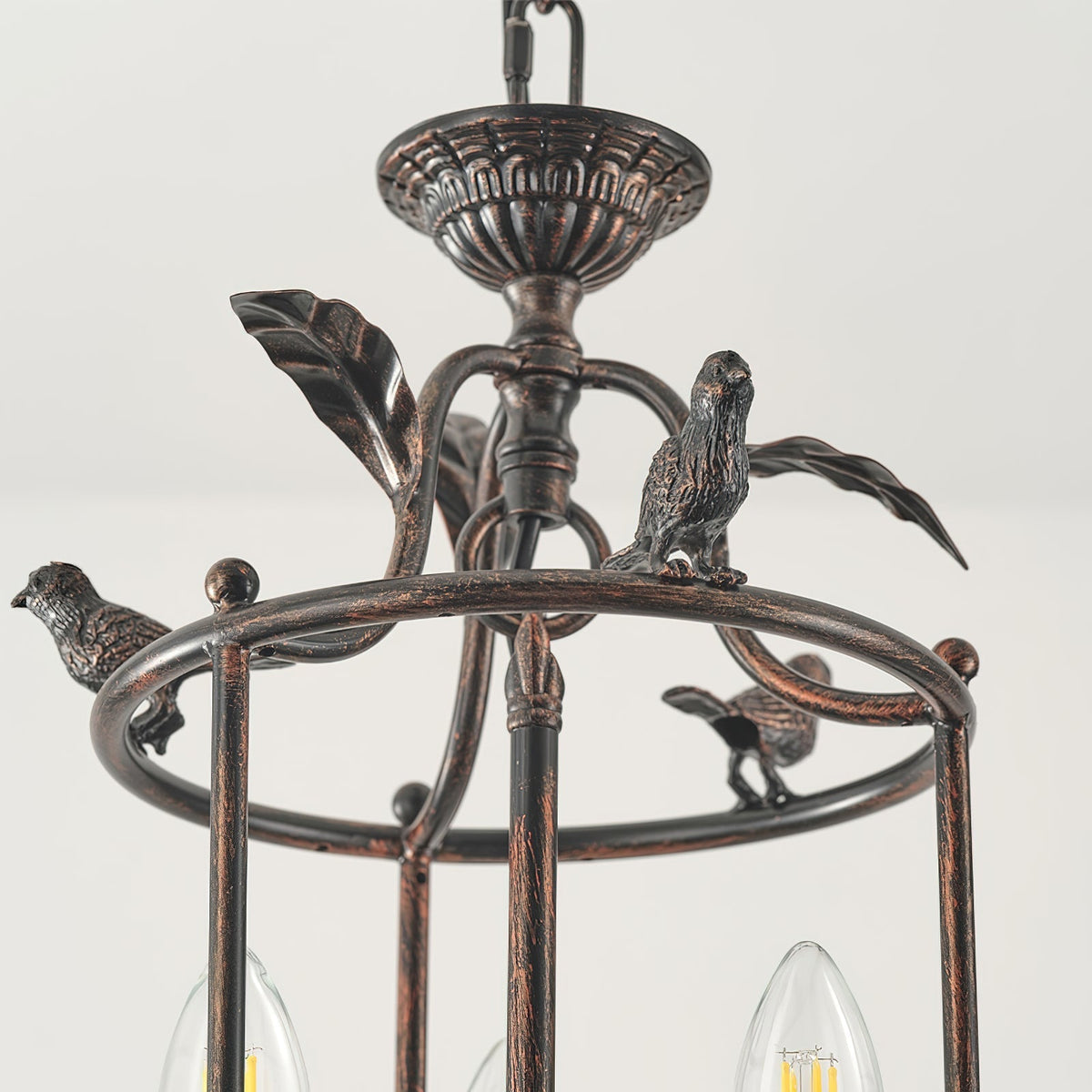 Metal Lantern Pendant Light 10 in Bird Motif Hanging Fixture, Vintage Chain Ceiling Light for Dining Room, Entryway, Hallway, Kitchen Island | Lonoma