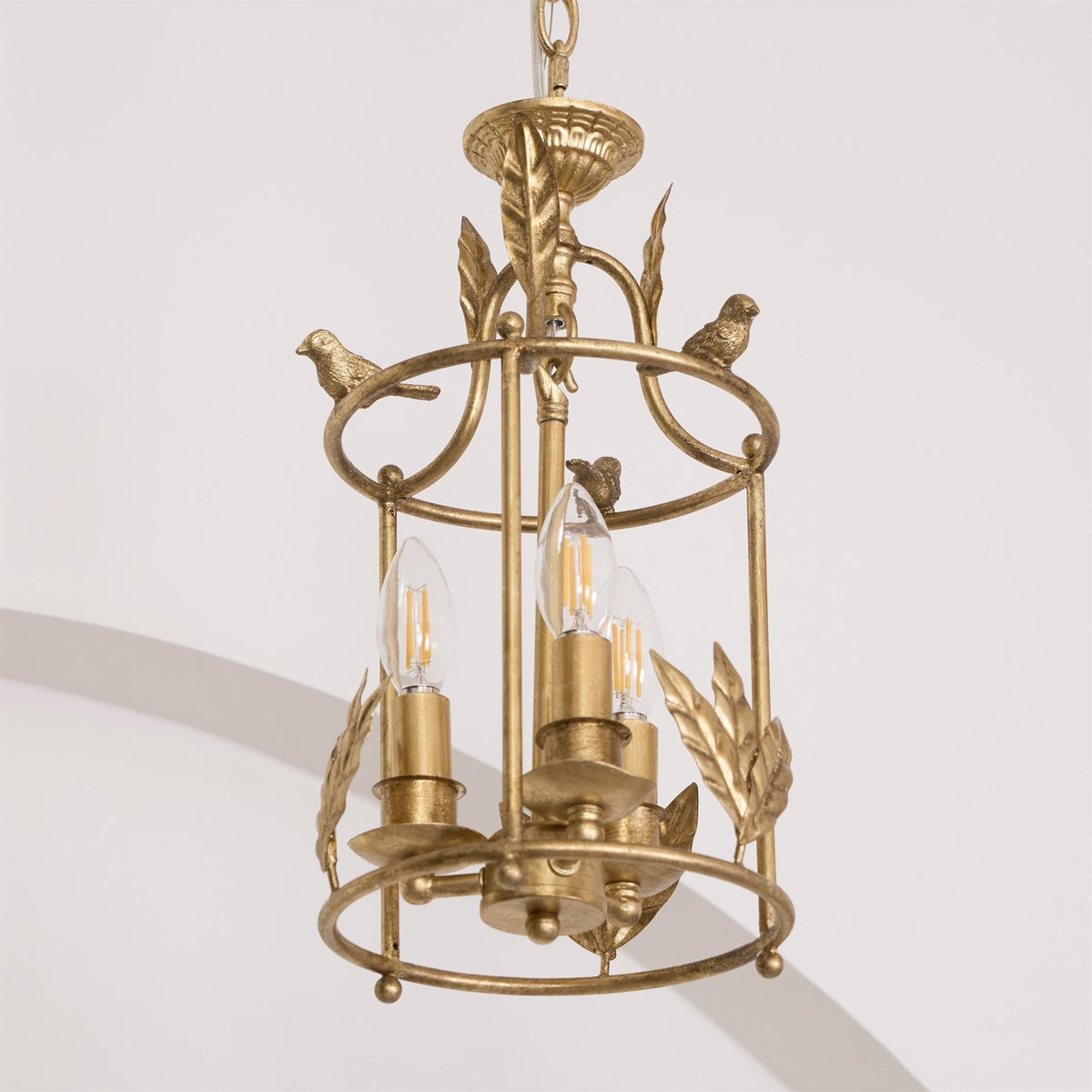 Metal Lantern Pendant Light 10 in Bird Motif Hanging Fixture, Vintage Chain Ceiling Light for Dining Room, Entryway, Hallway, Kitchen Island | Lonoma