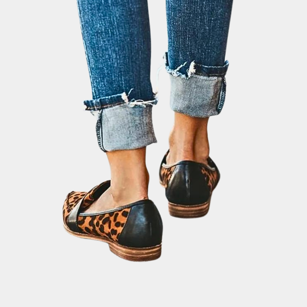 Pointed Toe Loafers in Grey, Khaki, Black & Leopard Print for Effortless Everyday Elegance | Women's Flat Slip-On Shoes for Work & Weekend | Koossa