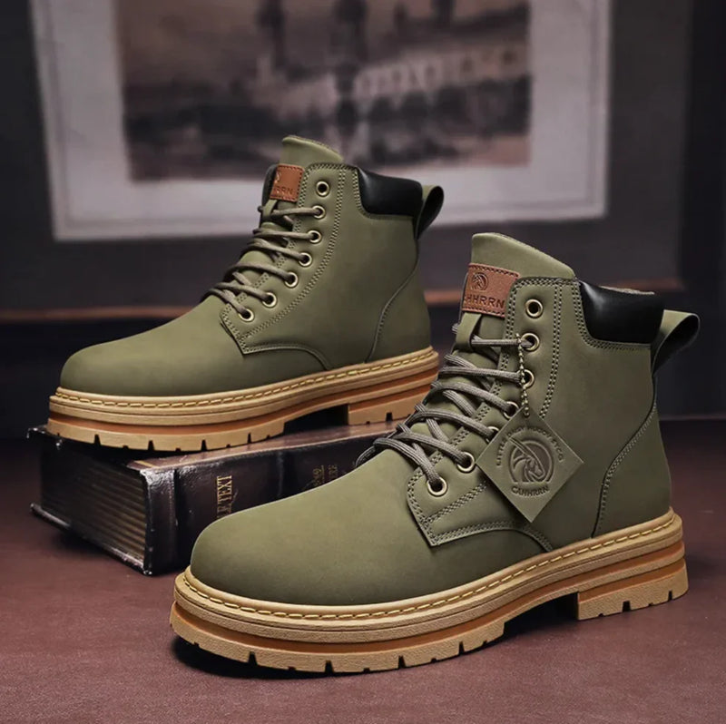 Men's Waterproof Lace-Up Boots — Comfortable All-Weather Ankle Boots with Cushioned Insole & Non-Slip Grip | Koossa