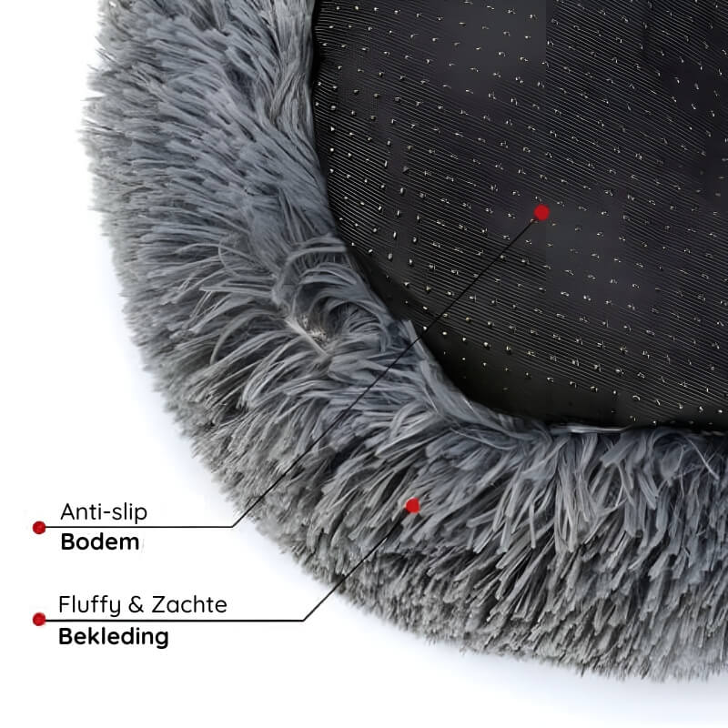Dog Bed Donut Faux Fur Warm Washable Anti-Anxiety Calming Pet Bed Non Slip Base XS XXL Puppy Sleeping Cushion | Koossa