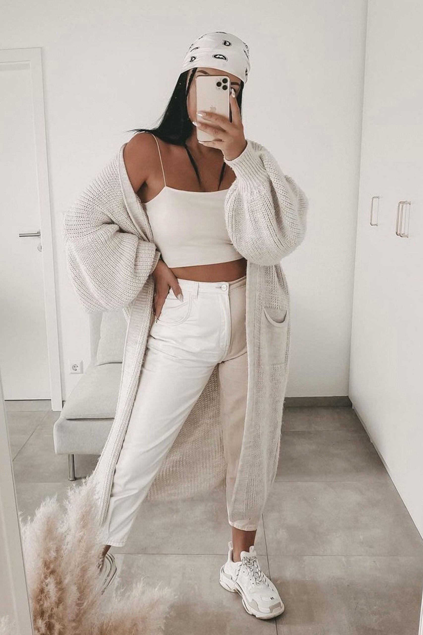Women's Longline Open-Front Knitted Cardigan in Soft Neutral Tones for Effortless Everyday Elegance | Koossa