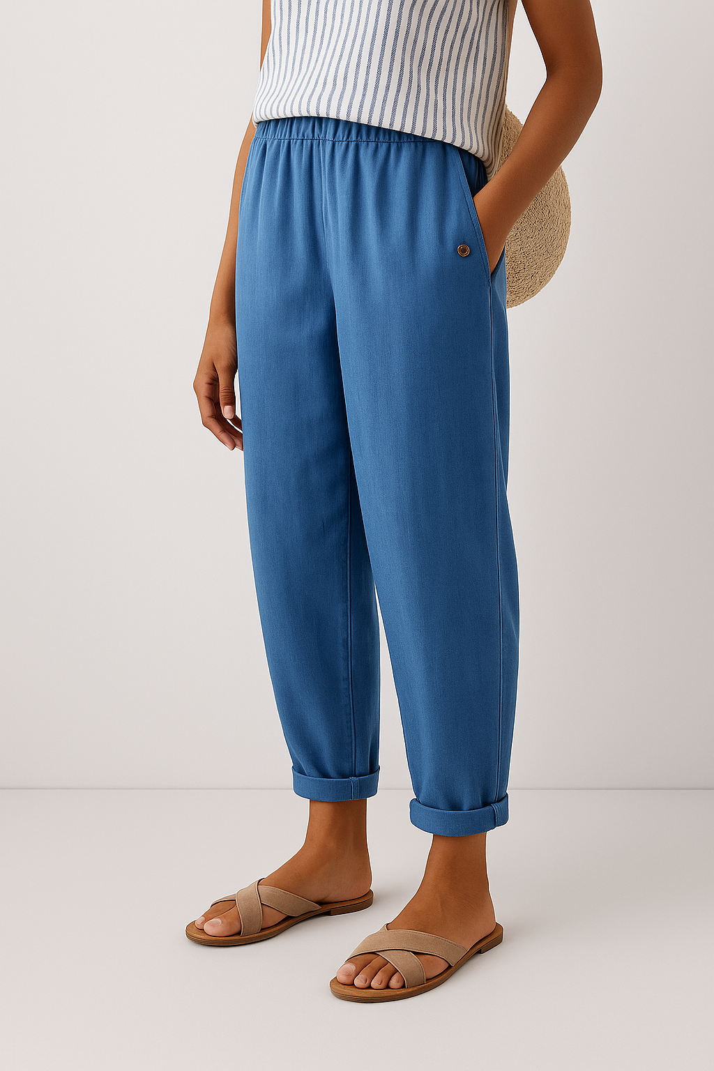 Women's Relaxed Side-Pocket Trousers — Elastic Waist Casual Trousers for Everyday Comfort & Weekend Wear | Koossa