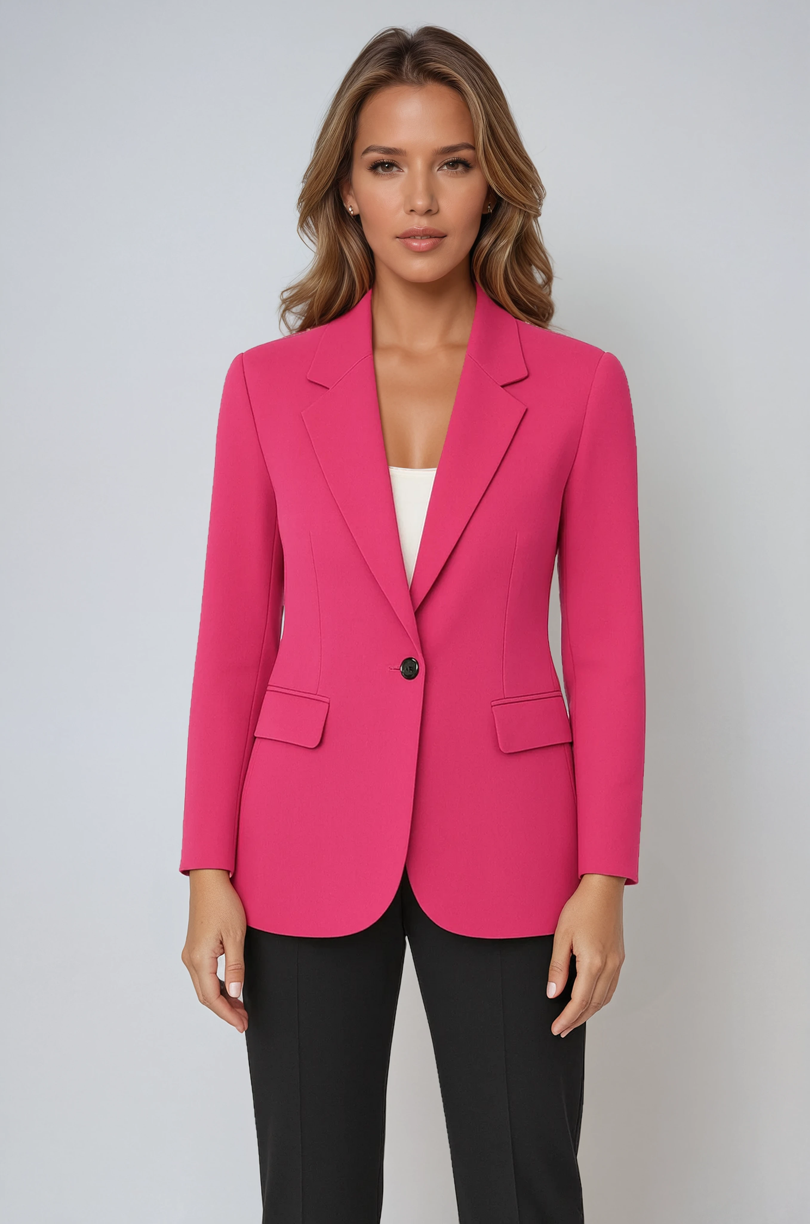 Women's Single-Breasted Tailored Blazer with Notched Lapel in Seven Colours | Koossa