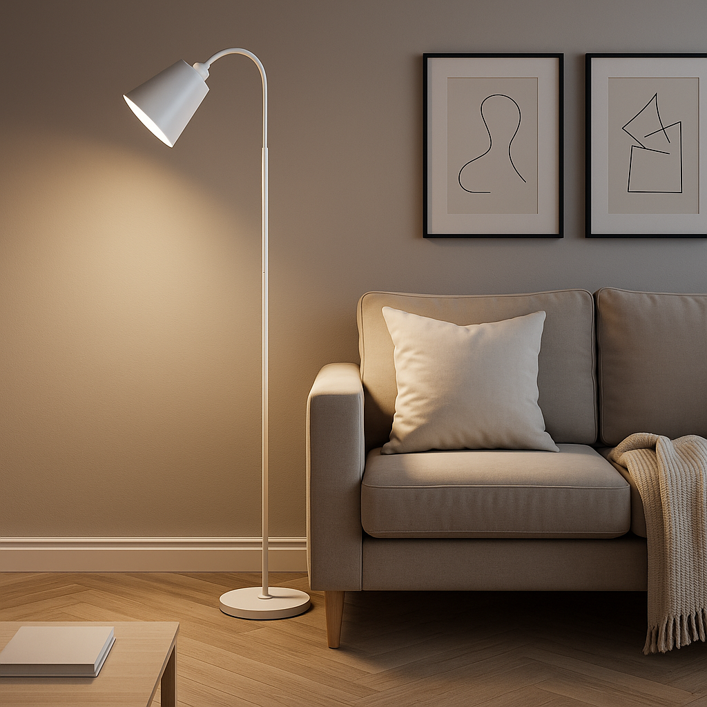 Lampadaire Bois et Métal Tête Orientable Style Nordique 160 cm Lecture Salon Bureau Chambre Éclairage Ajustable | Koossa
