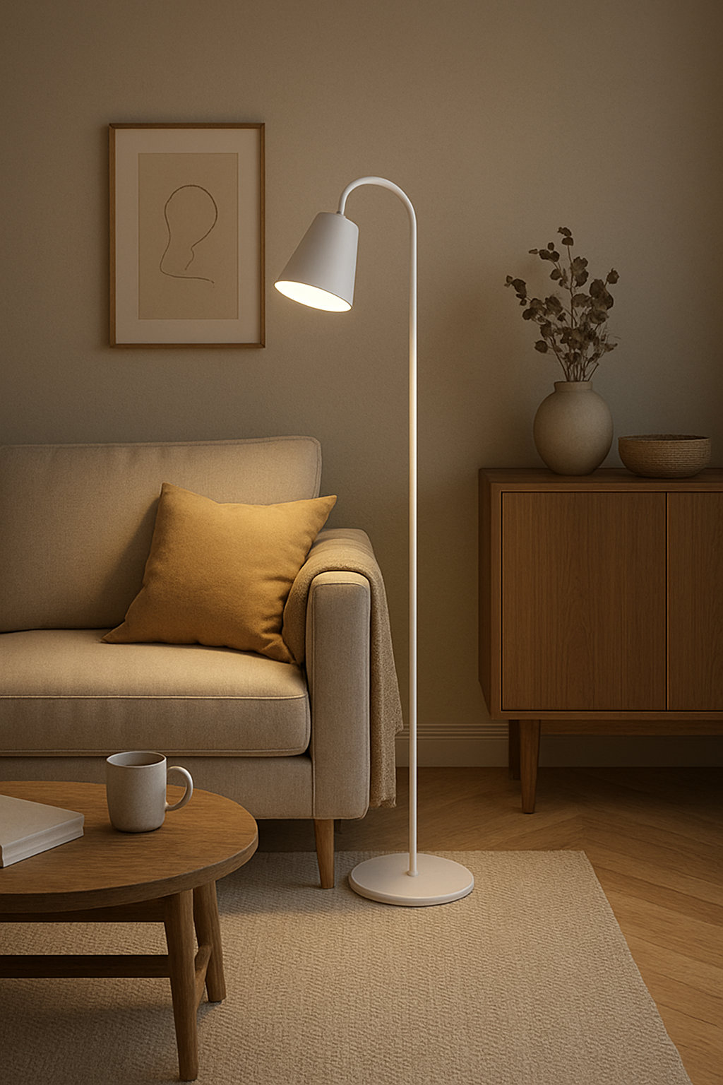 Lampadaire Bois et Métal Tête Orientable Style Nordique 160 cm Lecture Salon Bureau Chambre Éclairage Ajustable | Koossa