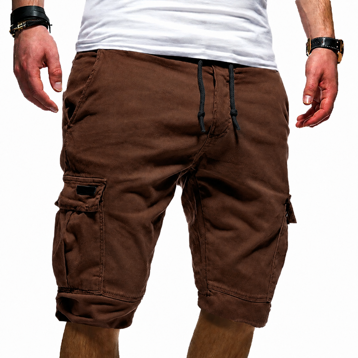 Men's Multi-Pocket Cargo Shorts in Versatile Neutral Tones for Summer Walking and Weekend Leisure | Koossa