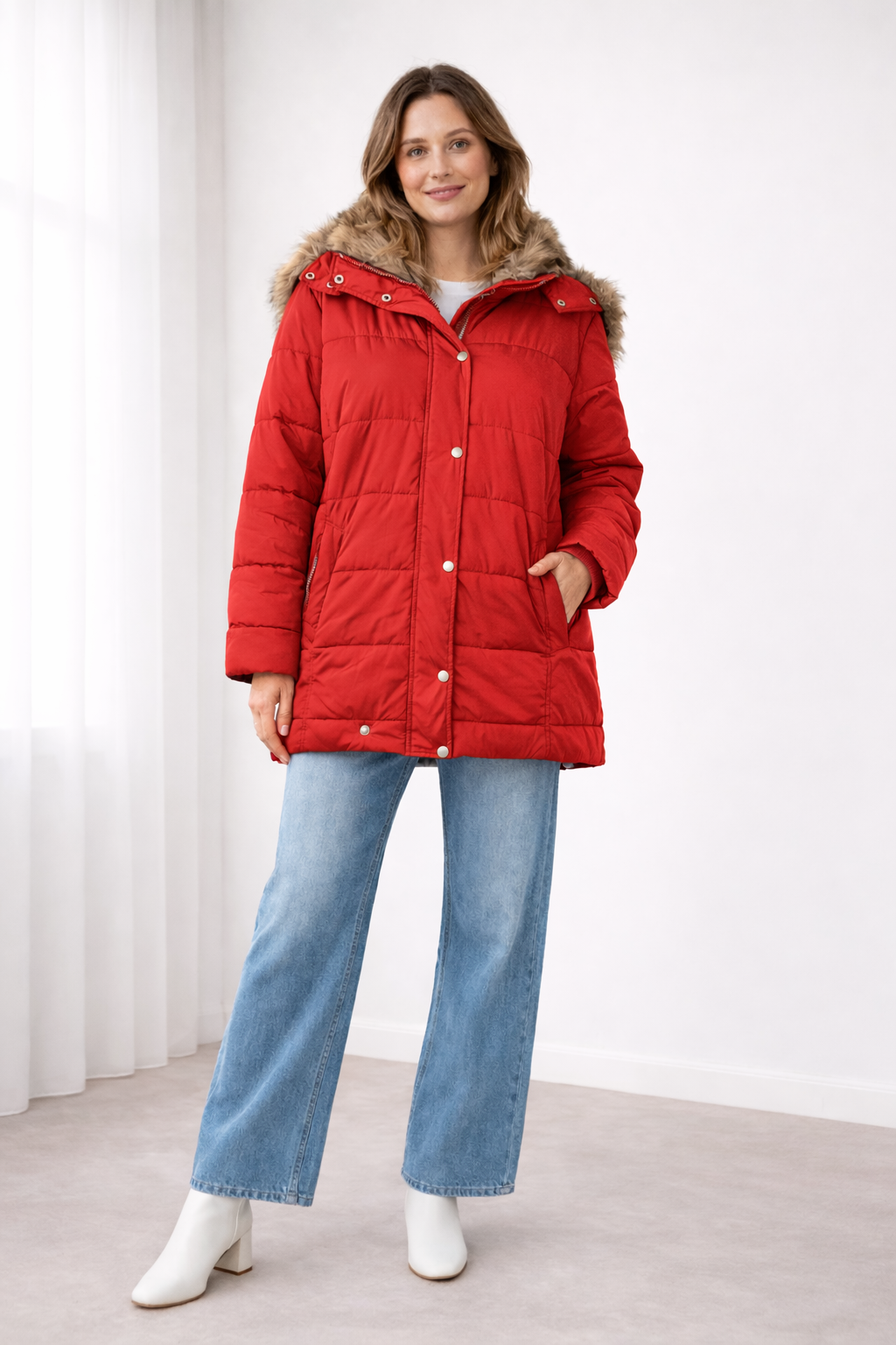 Women's Quilted Hooded Jacket with Press Studs — Relaxed Fit Outerwear for Everyday Comfort & Casual Elegance | Koossa