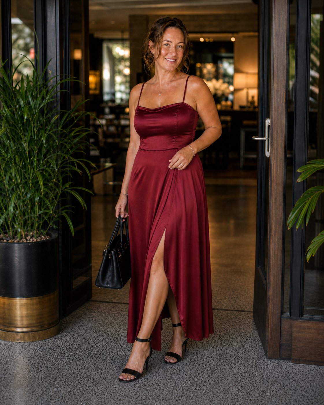 Women's Sleeveless Midi Dress with Front Slit — Elegant Evening Dress for Dinner Parties & Formal Occasions | Koossa