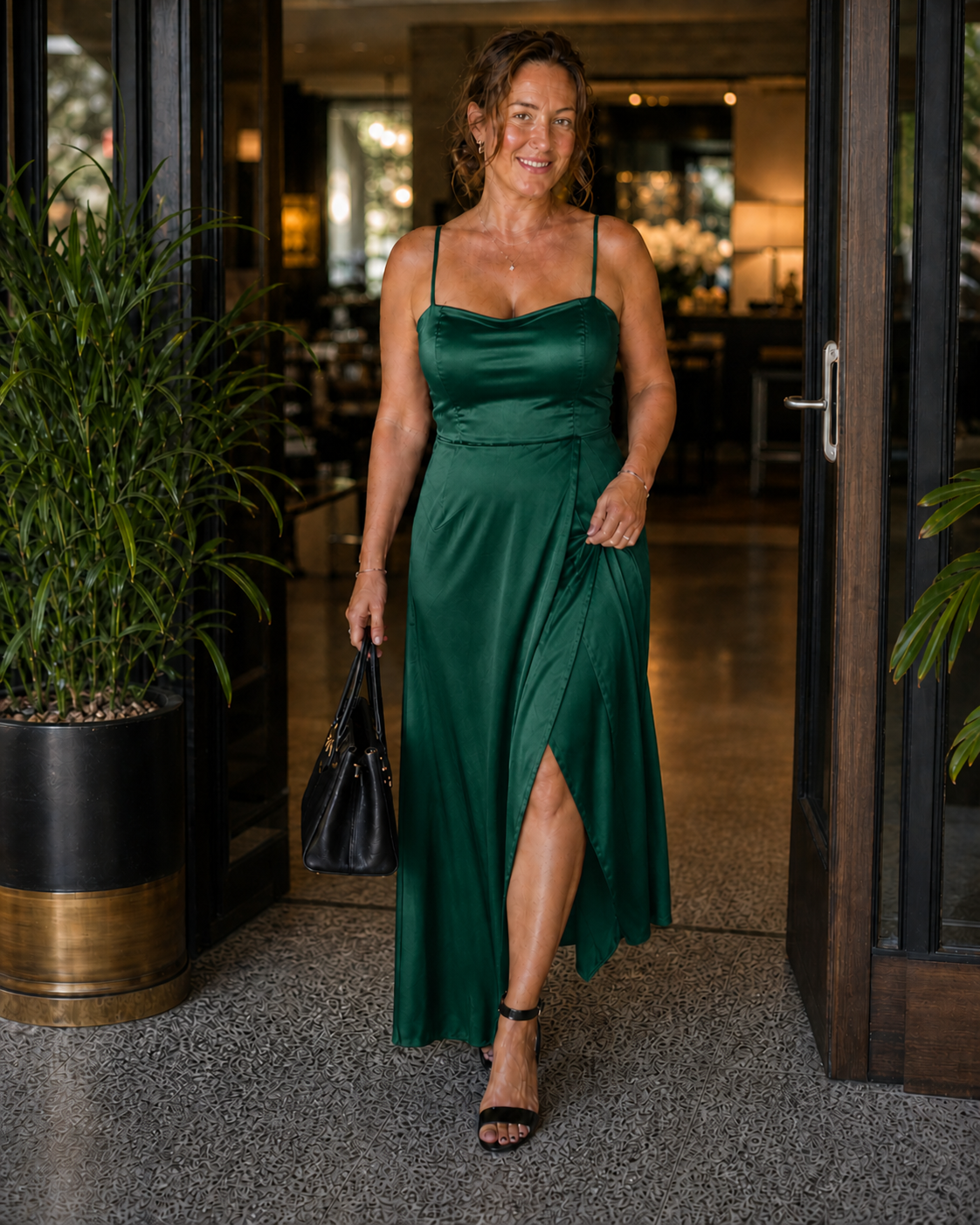 Women's Sleeveless Midi Dress with Front Slit — Elegant Evening Dress for Dinner Parties & Formal Occasions | Koossa