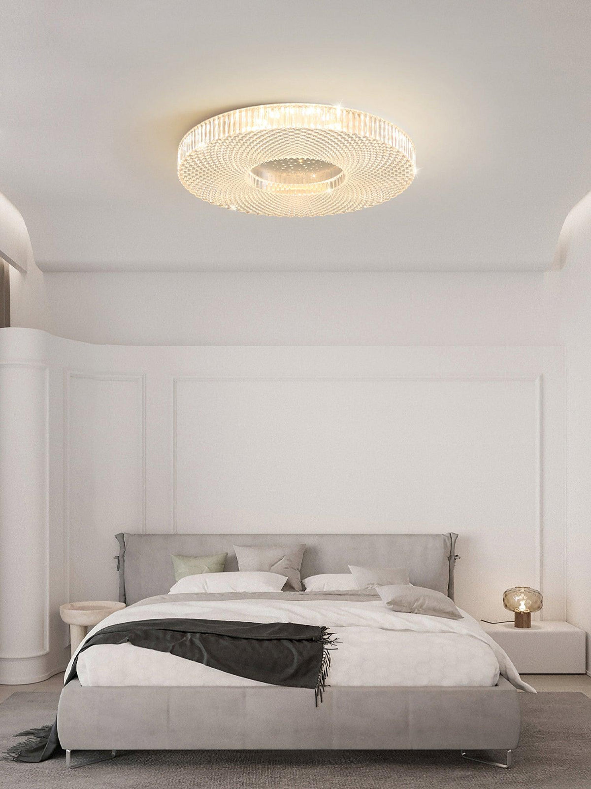 Modern LED Flush Mount Ceiling Light Fixture Acrylic Diffuser Round Panel for Bedroom Entryway Hallway Contemporary Design Gold White | Lonoma