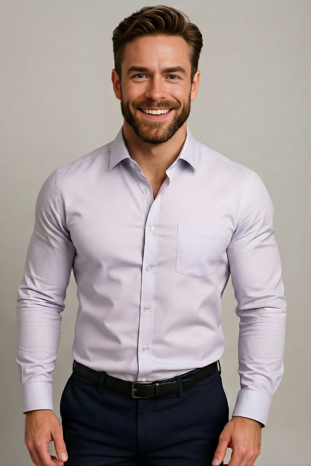Men's Button-Down Dress Shirt with Chest Pocket - Slim Fit Long Sleeve Business Casual Shirt for Work Office Formal Events | Lonoma
