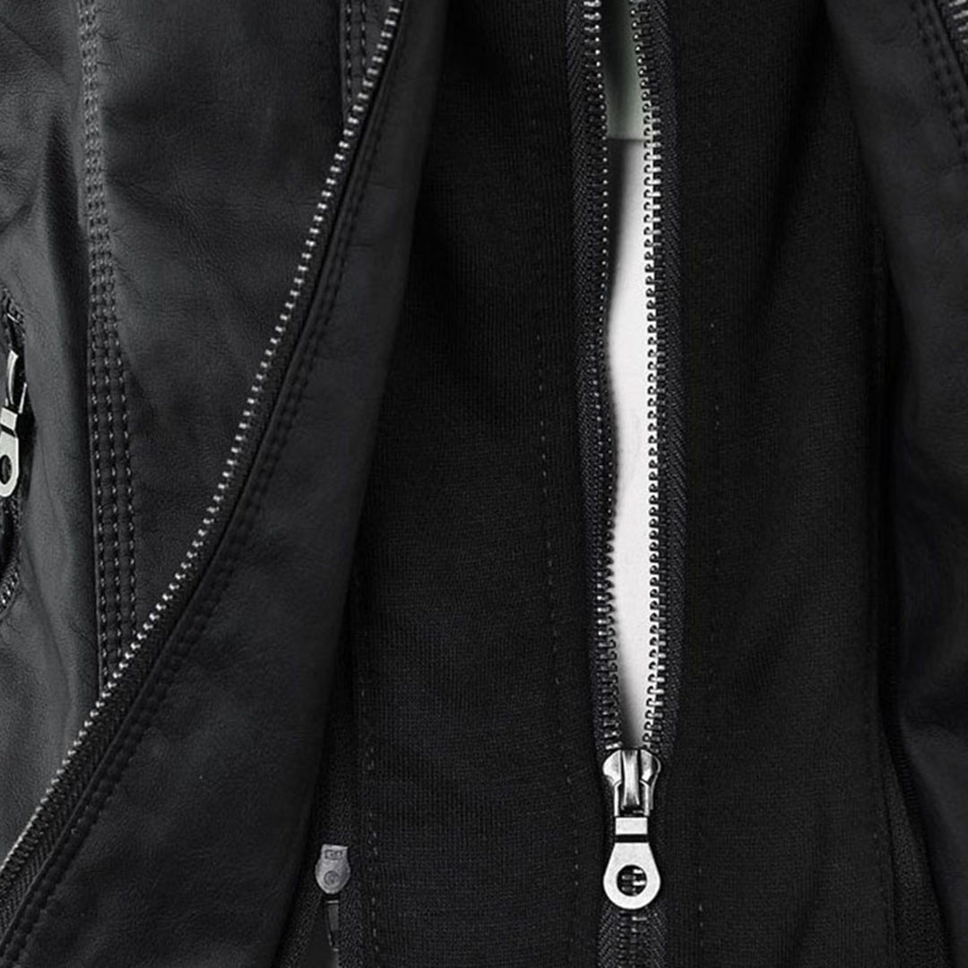 Women's Black Hooded Jacket with Zip & Button Fastening — Weather-Resistant Outerwear for Everyday Elegance | Koossa