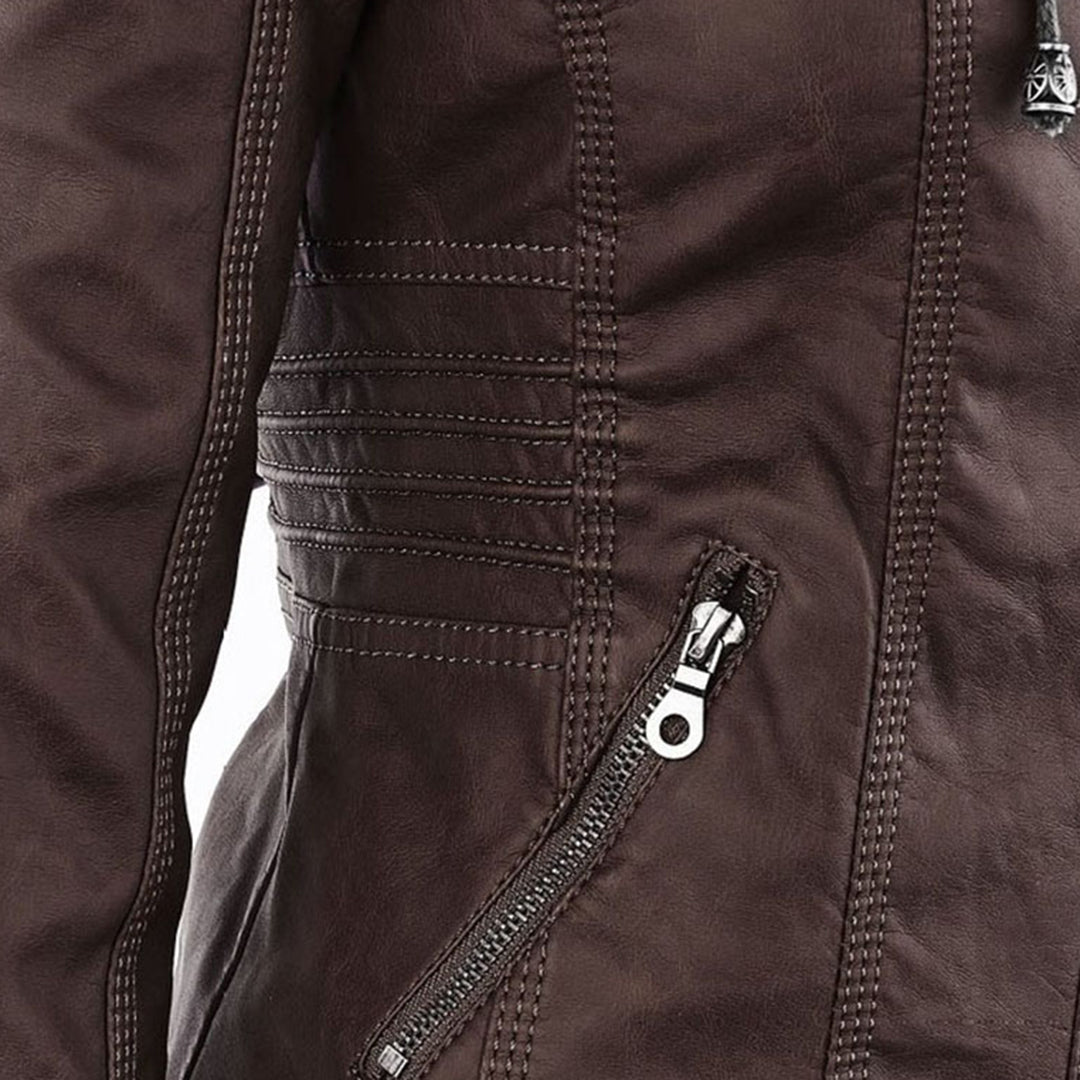 Women's Black Hooded Jacket with Zip & Button Fastening — Weather-Resistant Outerwear for Everyday Elegance | Koossa