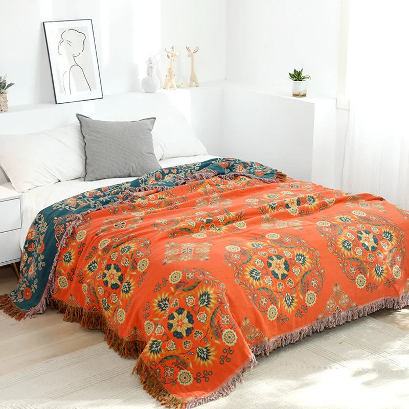 Boho Throw Blanket for Couch and Bed – Soft Lightweight Woven Blanket, Cozy Sofa Throw, Decorative Bed Blanket, All Season | Lonoma