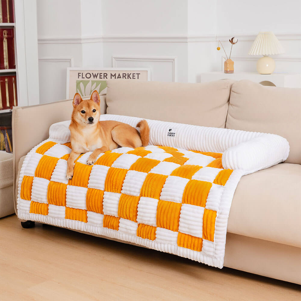 Dog Blanket Checkered Quilted Sofa Protector Small Medium Large Washable Pet Mat Cushion | Koossa
