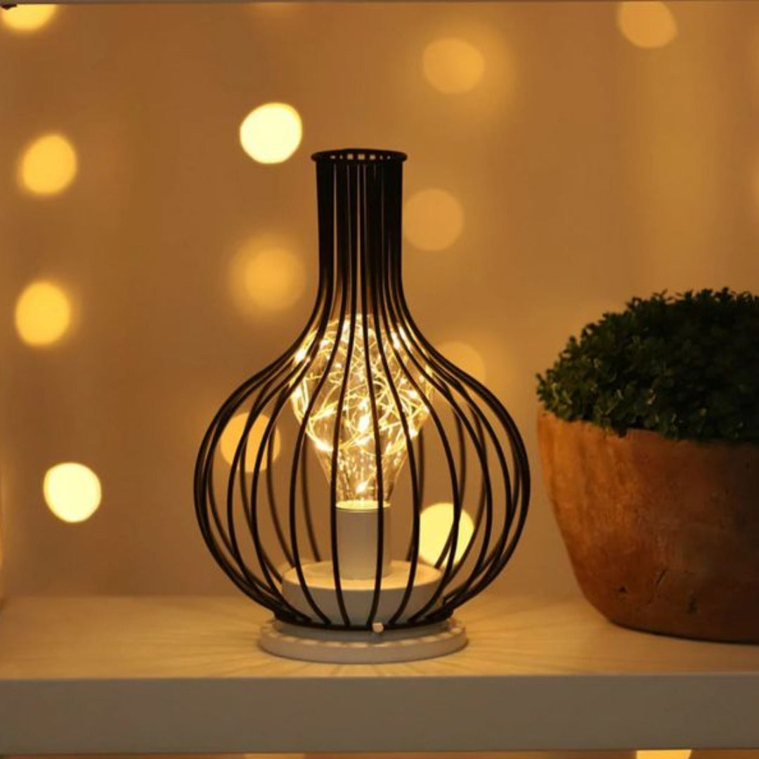 Lampe de table sans fil design bouteille carafe et verre à vin en acier inoxydable pour ambiance chaleureuse | Koossa