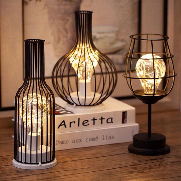 Lampe de table sans fil design bouteille carafe et verre à vin en acier inoxydable pour ambiance chaleureuse | Koossa
