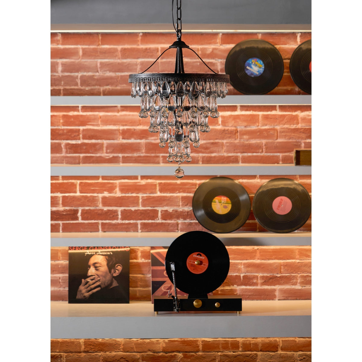Crystal Drop Chandelier Antique Bronze Finish Multi Light Pendant Dining Room Living Room Foyer Statement Lighting Adjustable Chain | Lonoma