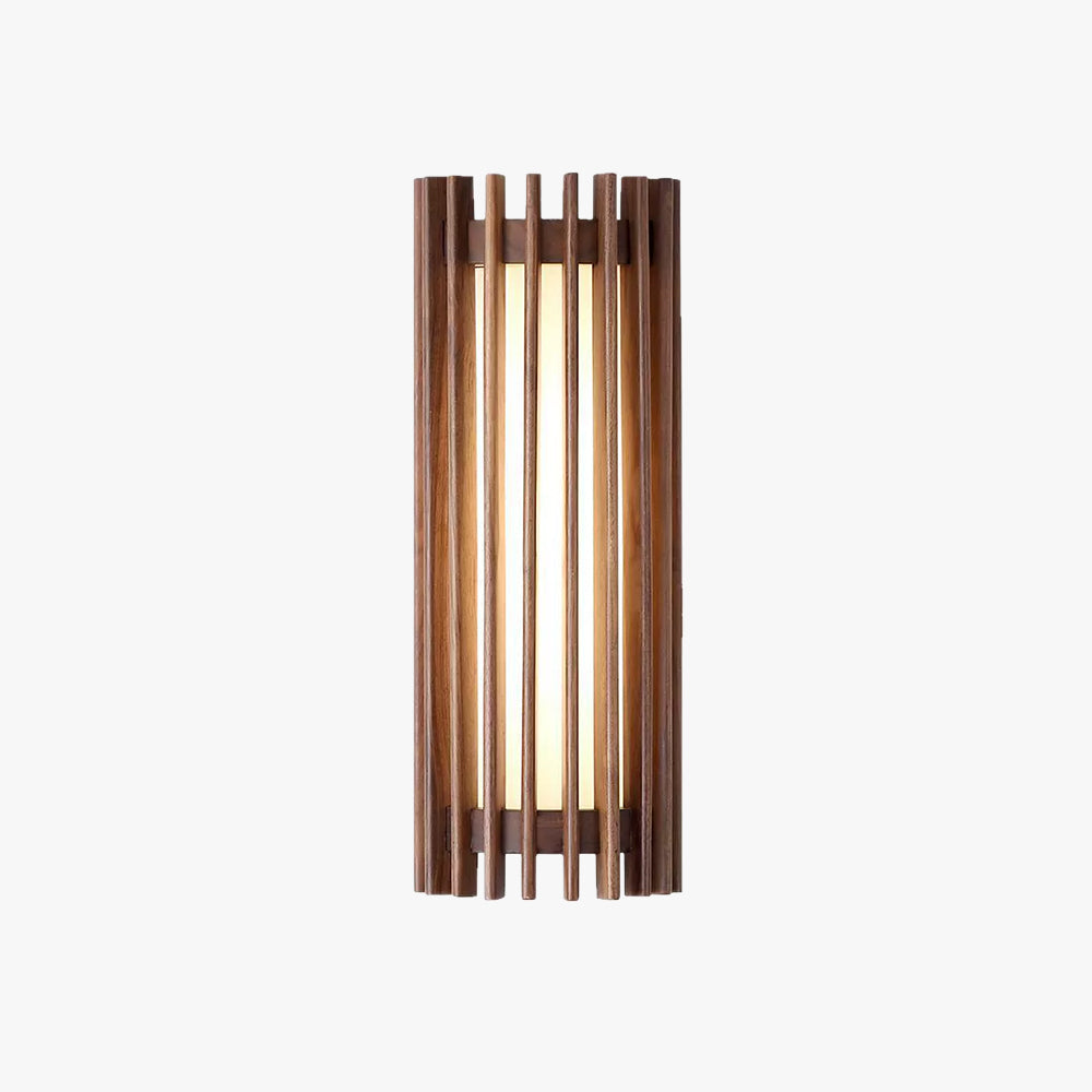 Hardwired Wall Sconce 14 in Walnut Wood Grain with Frosted Acrylic Shade, 10W LED Bedside, Hallway & Living Room Wall Light | Lonoma