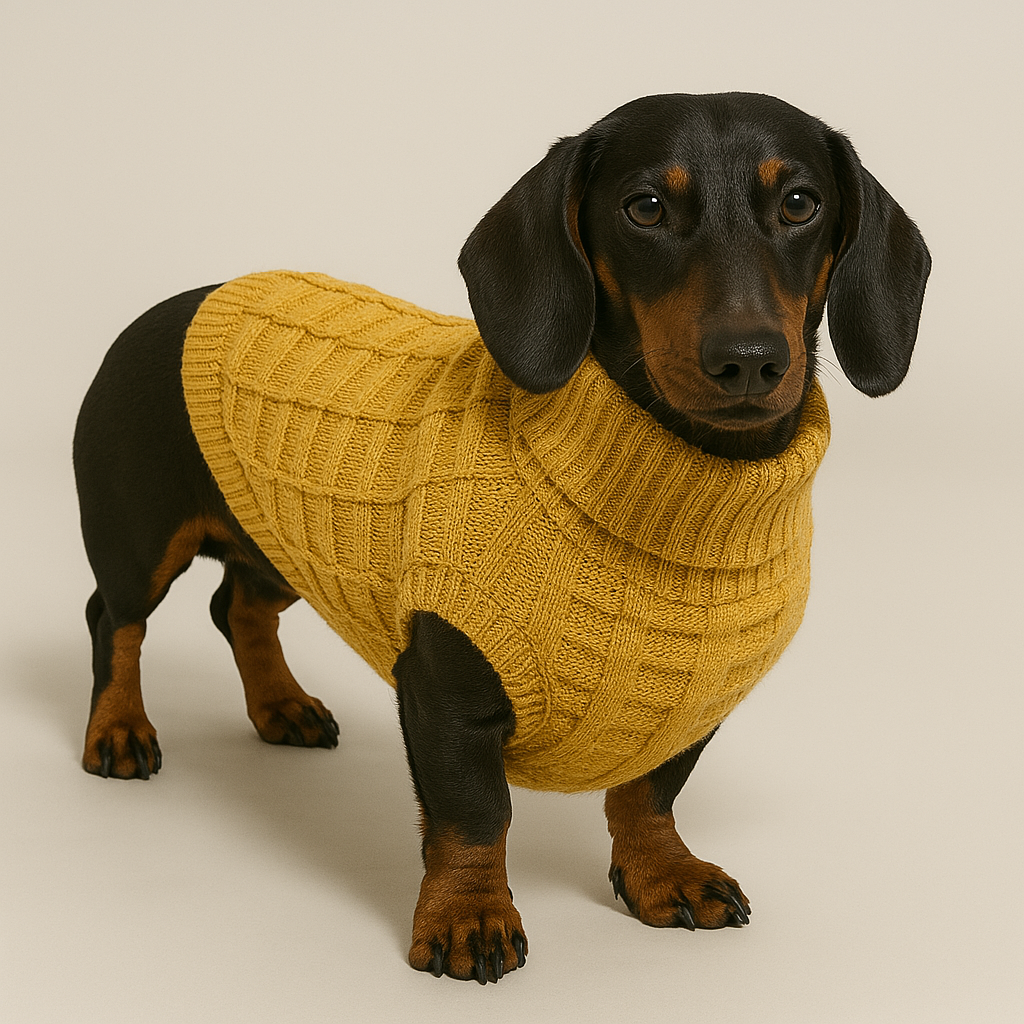 Dog Jumper Cable Knit 100% Cotton Dachshund Turtleneck Sweater Stretch Small Dog Winter Pullover Soft Warm Cold Weather Coat | Koossa