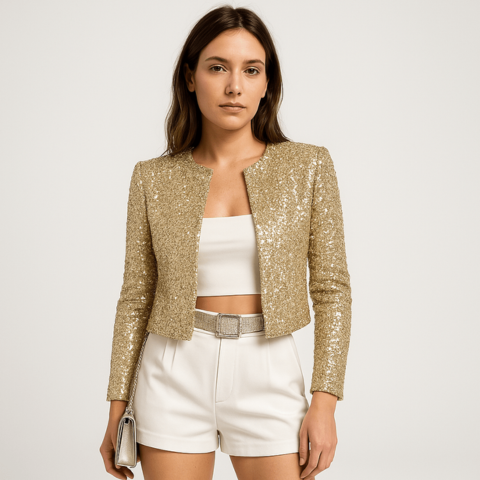 Women's Sequinned Evening Blazer — Elegant Structured Jacket for Formal Occasions & Festive Events | Koossa